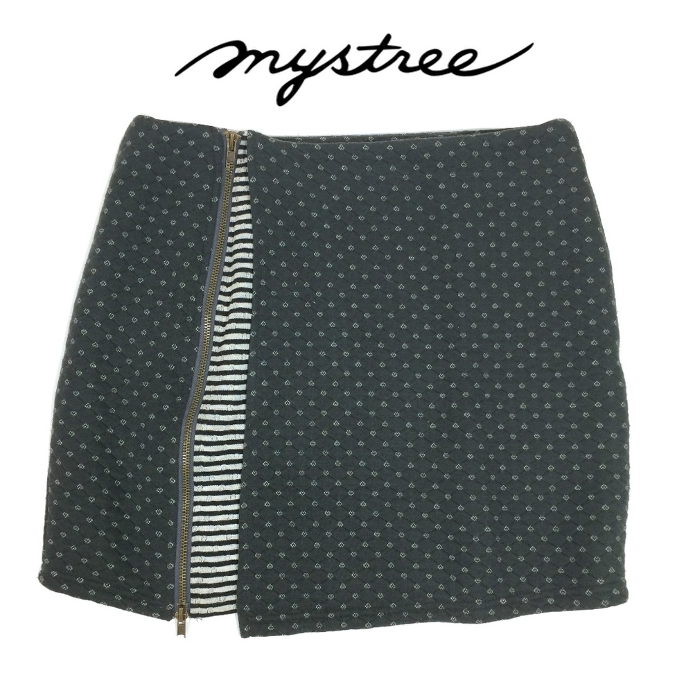 Mystree Textured Wrap Stripe Layer Zip Skirt Med - image 1